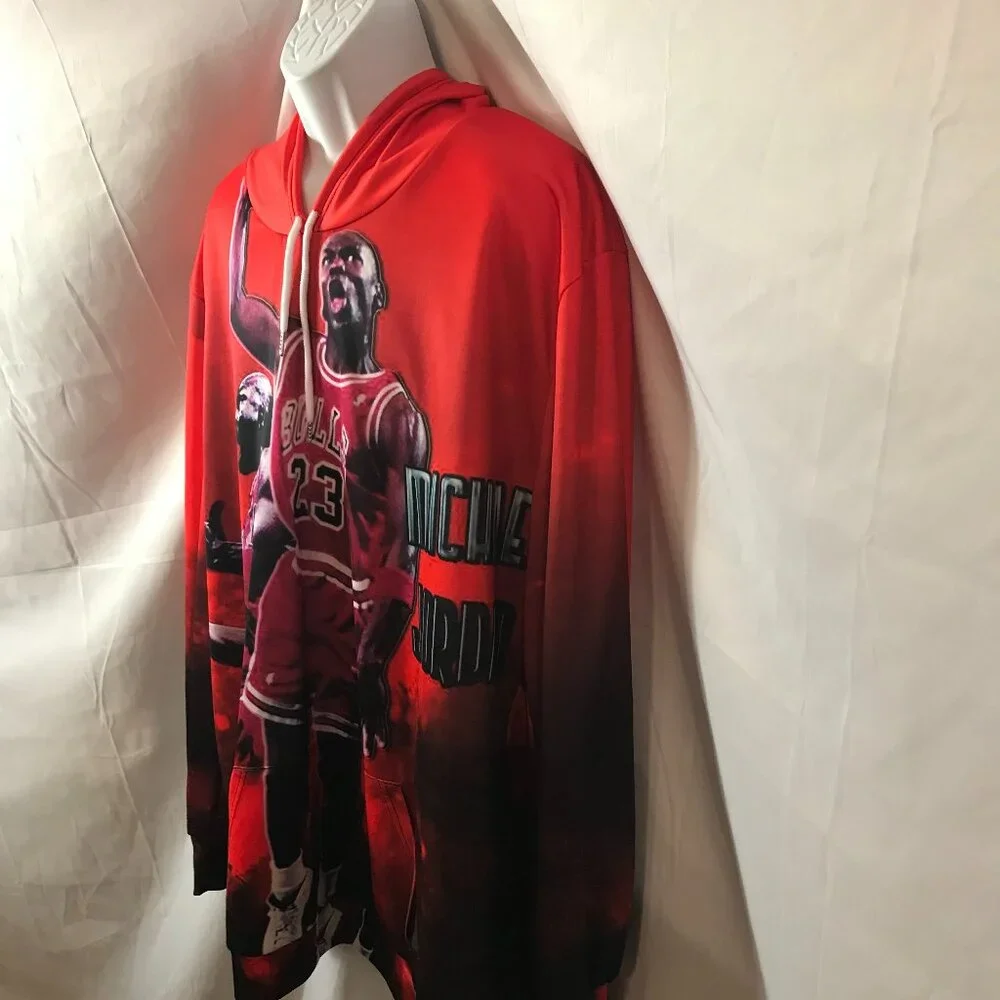 Jordan #23 Bulls Full Body Activewear Athletic Sport Cut 3XL Tribute Hoodie - Picture 3 of 4